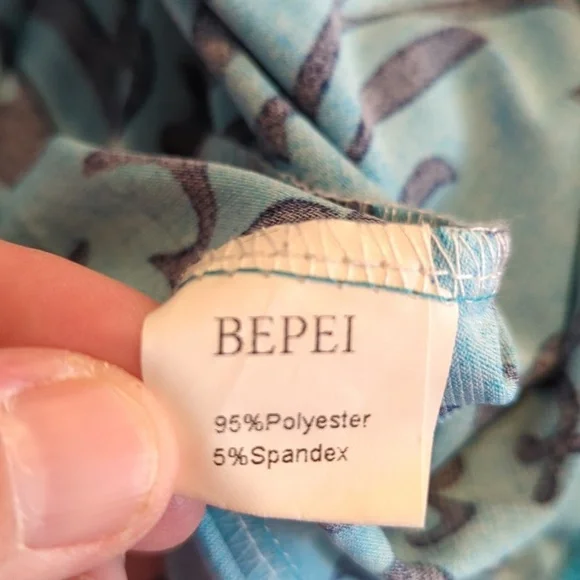 Bepei 2X Long Sleeve Blouse Turquoise Black Paisley Zipper - Picture 12 of 13